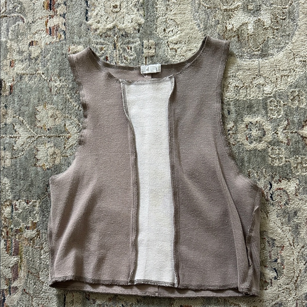 Garage Tan and Cream Crop Tank Top